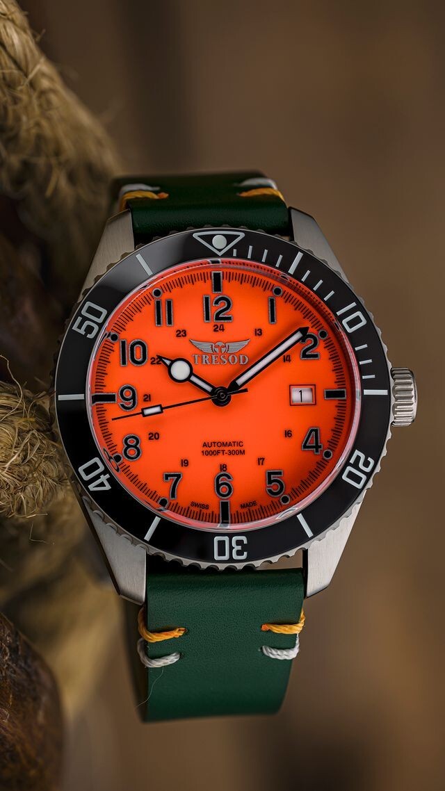 Tresod Ocean Master SWISS MADE SW200 Automatic Orange Dial Ceramic Bezel Watch
