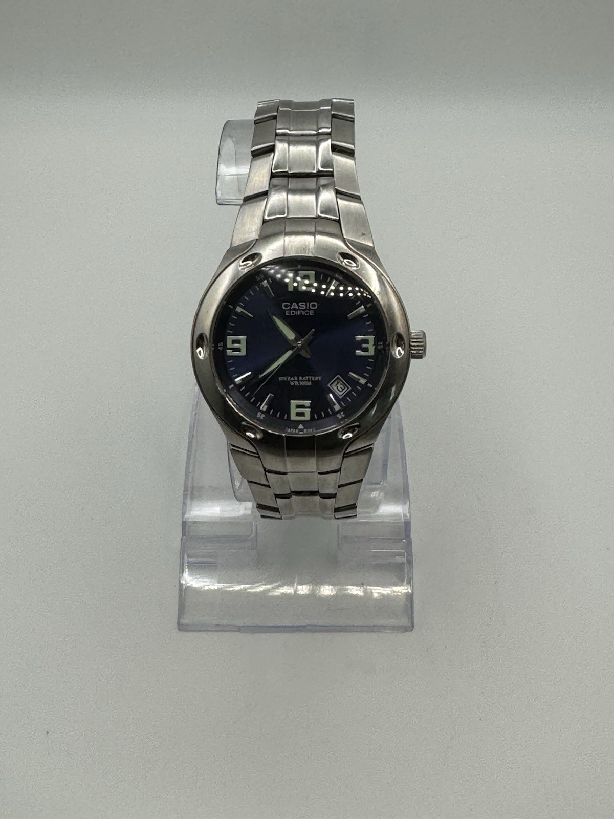 Casio Edifice 2719 EF-108 Analog Blue Dial S-Steel Bracelet 10 Bar Wrist Watch