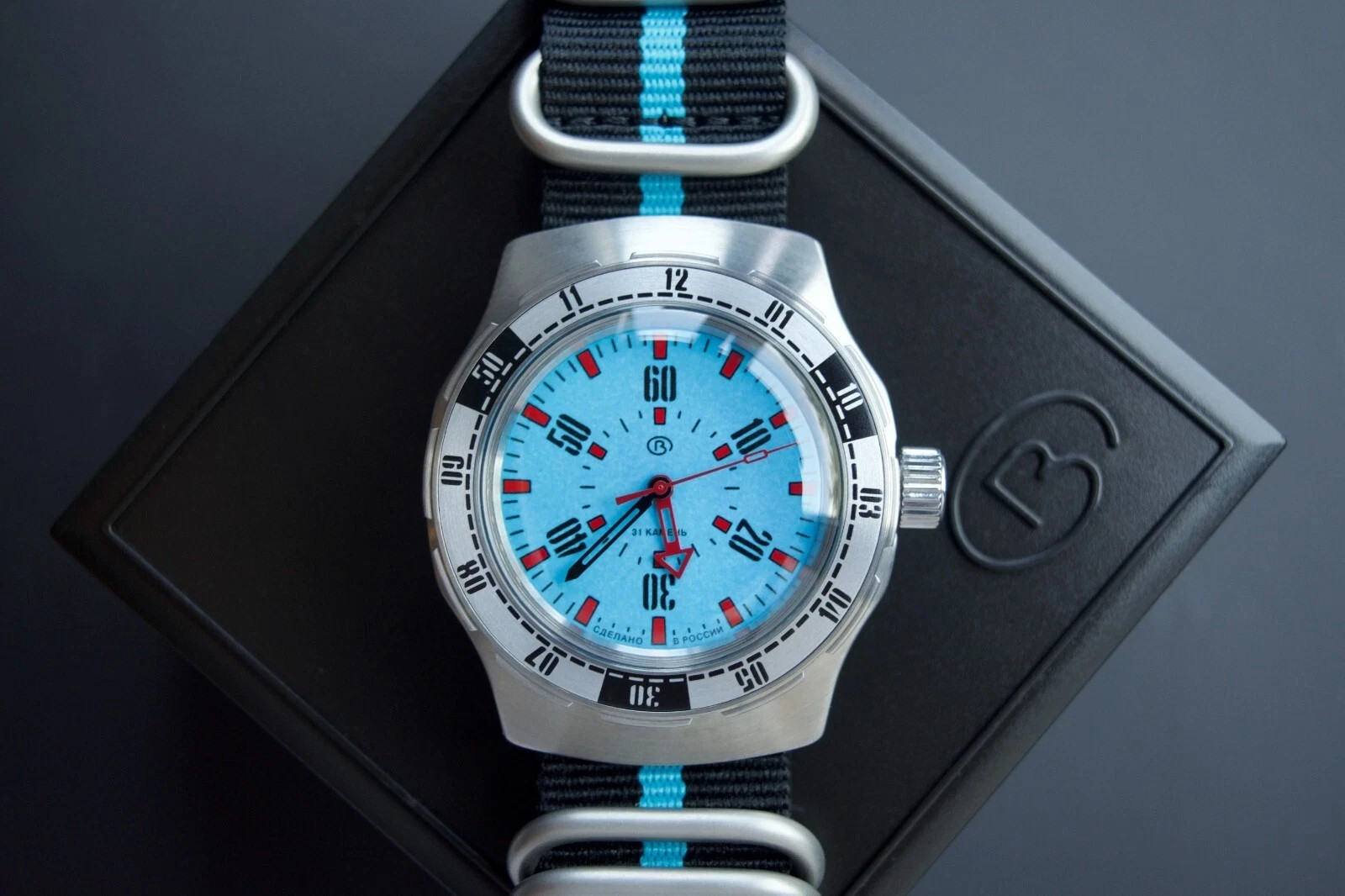 Vostok Amphibia 16033V Watch Automatic Pripyat Chernobyl Blue USA Seller