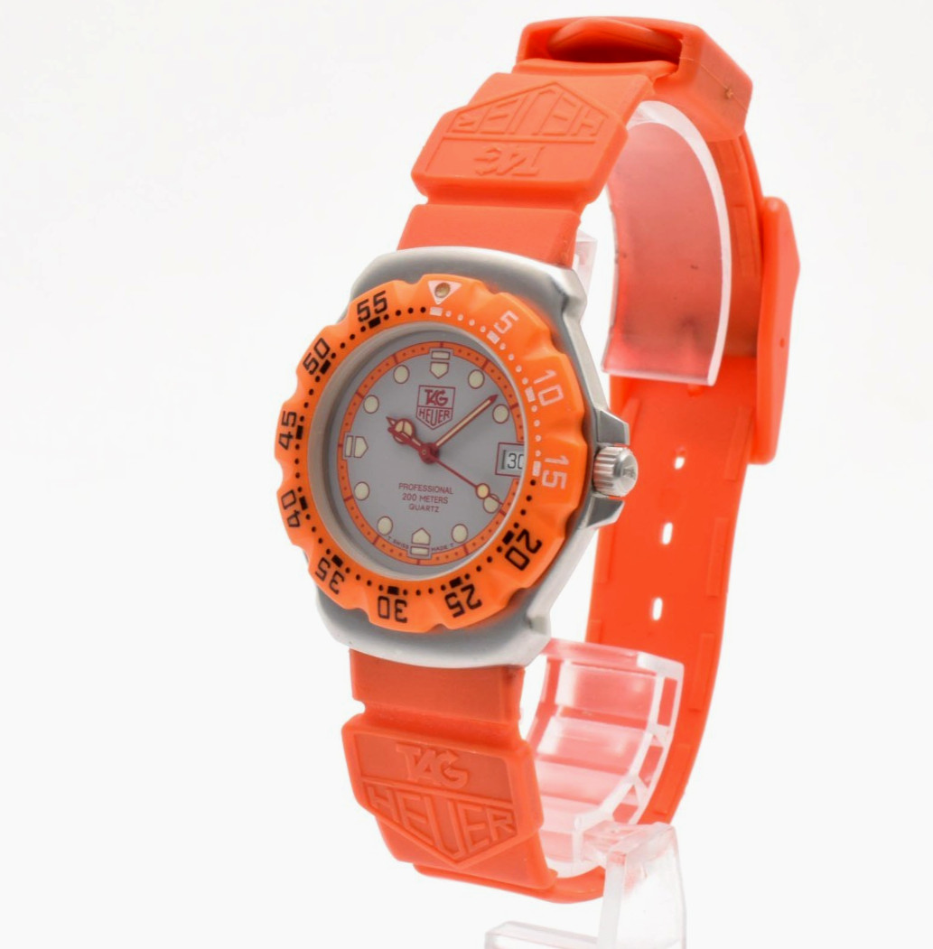 Vintage [EXC+5] Tag Heuer Formula1 373.513 Orange Gray Qz 35mm Men’s Watch JAPAN