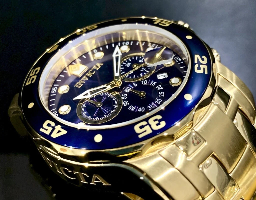 Invicta Pro Diver SCUBA Chronograph 18kt Gold Plated Men’s Watch, Gold 0073