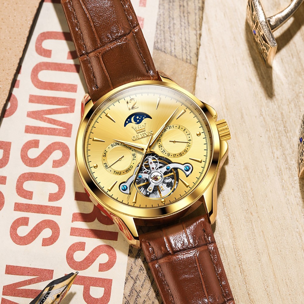 OLEVS 6663 Stylish Simple Multi-functiom Water Resistant Male Mechanical Watch