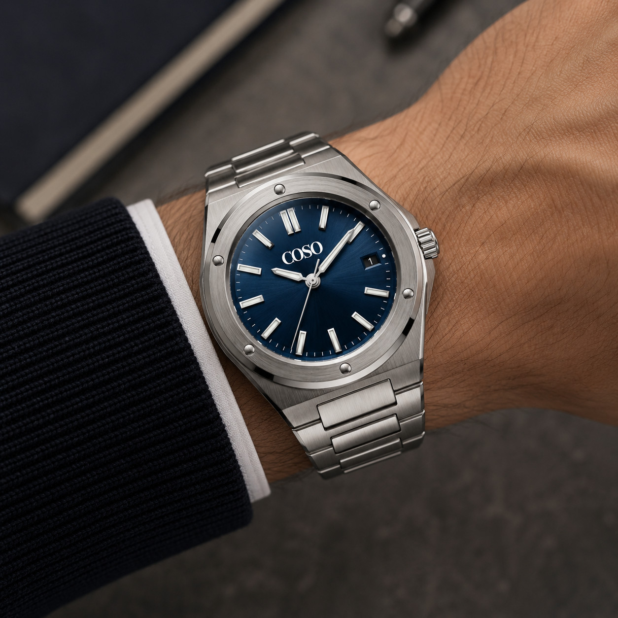 COSO Sterling Handcrafted Luxury Automatic Watch | Deep Blue Dial