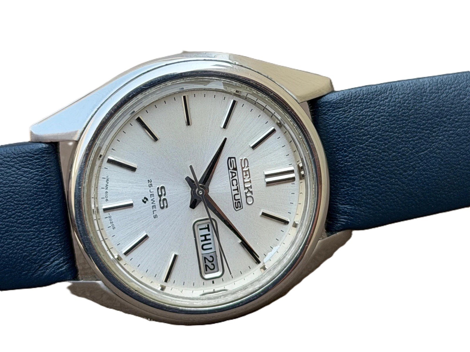 Vintage Seiko 5 Actus SS Automatic Silver Dial Day Date Men’s Watch 25 Jewels
