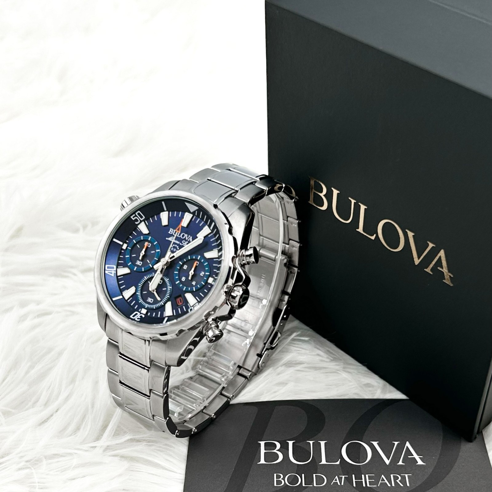 BULOVA 96B256 Men’s Marine Star Chronograph Watch Stainless Steel New With Box
