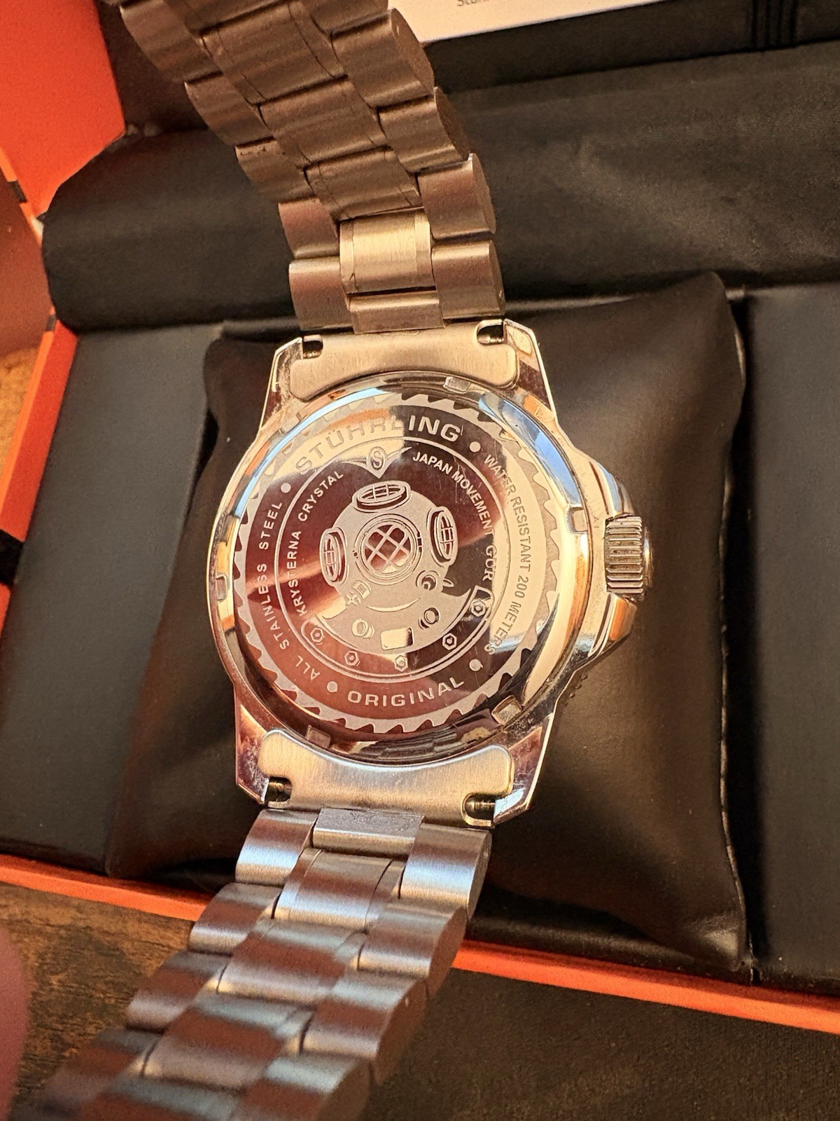 Stührling Original Diver Blue Dial Quartz 200m 42mm Watch w Box & Papers