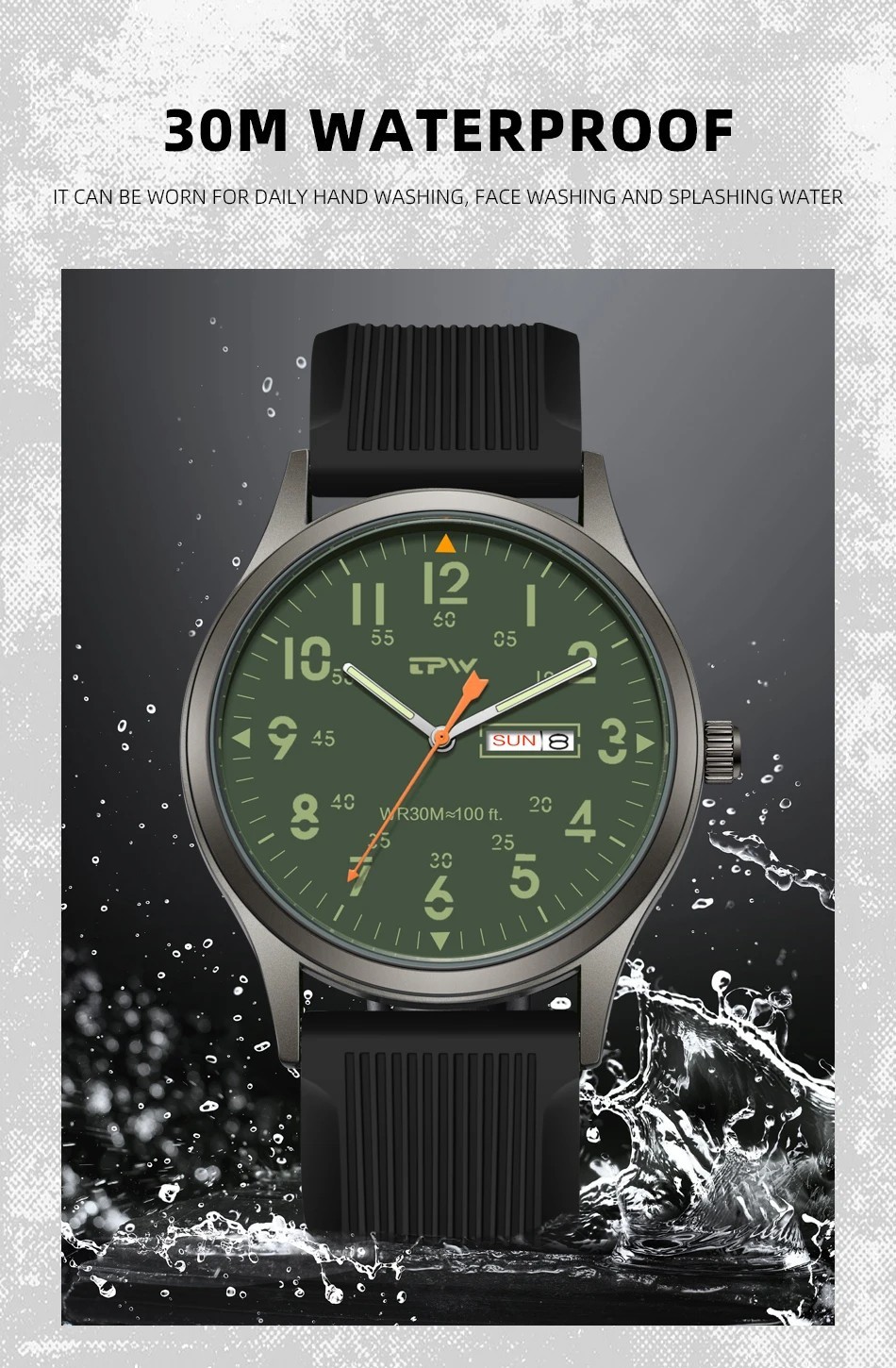 TPW 2026 Field Watch Quartz Military 24H Display Fabric Nylon Strap Easy Read