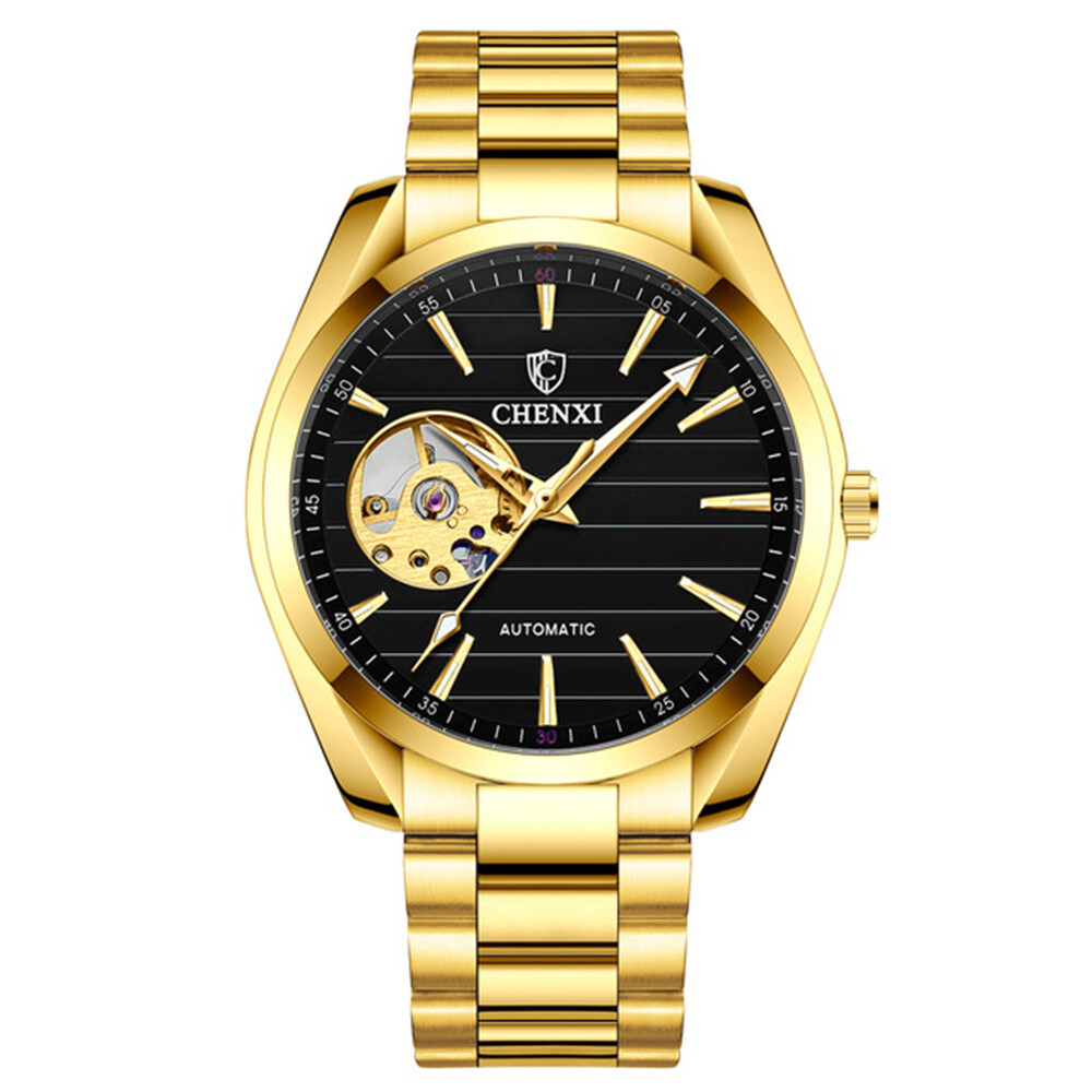 CHENXI Men Mechanical Automatic Stainless Steel Hollow Business Wrist Watches