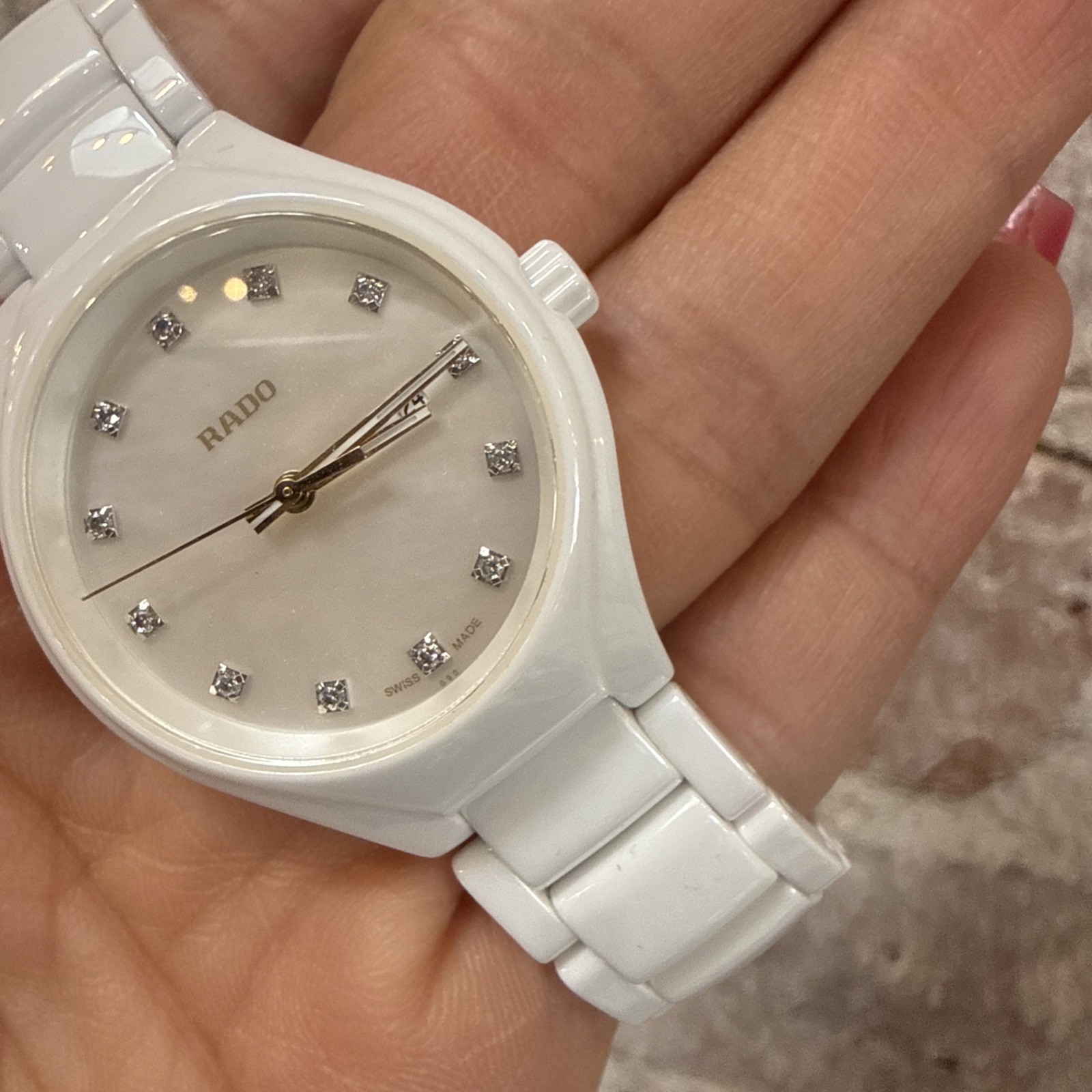 RADO True R27061902 White Ceramic Quartz Women’s Preowned missing links
