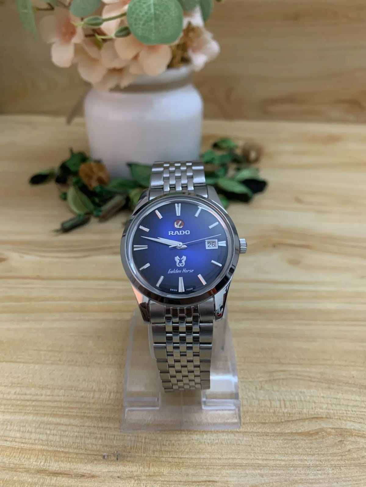 Automatic Rado Golden Horse Men’s Rare Blue Dial Swiss Wristwatch