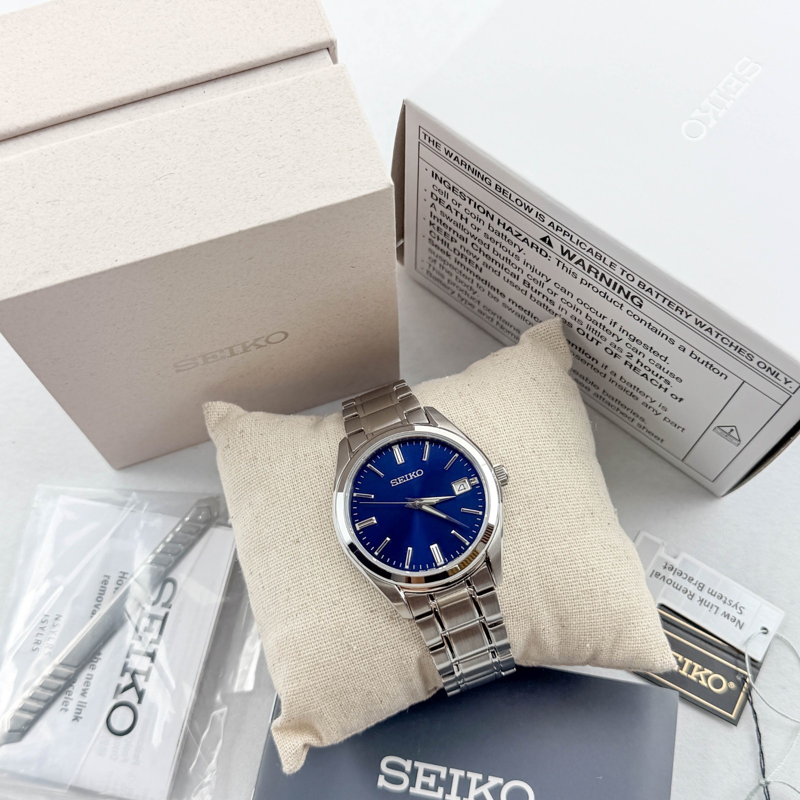Seiko Essentials SUR309 Stainless Steel Men’s Quartz Watch w Blue Dial 40.2mm