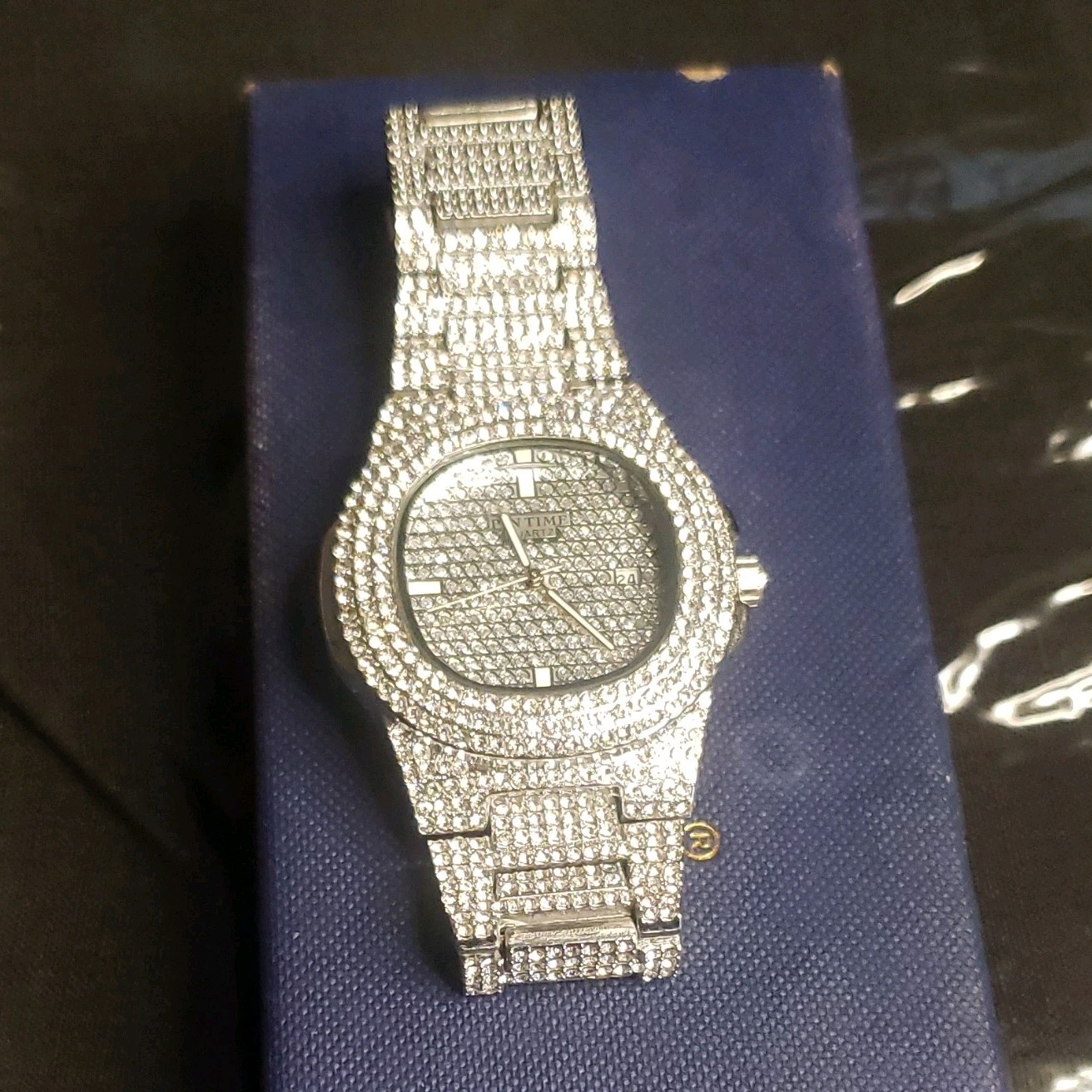 PINTIME Quartz Analog Silver Tone Rhinestone Stainless Steel Bracelet Watch