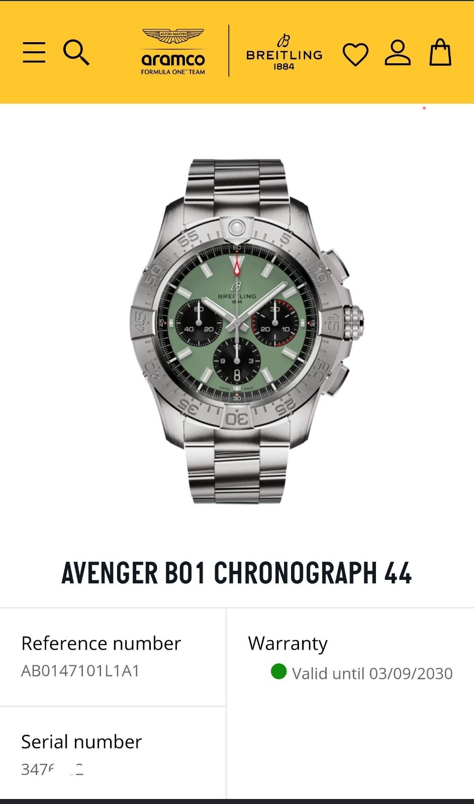 2025 Breitling Avenger B01 Chronograph 44 w/Green Dial