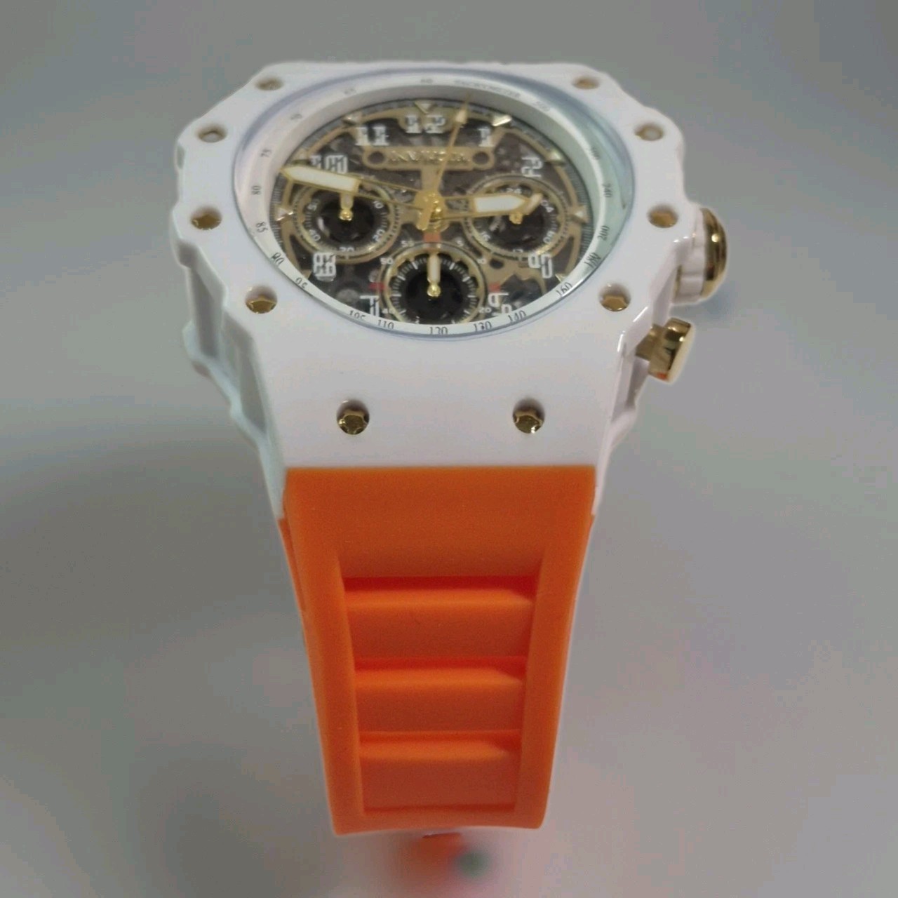 Invicta Racing Vaulthan Men’s 44mm White Orange 69651 NEW w Warranty NY KNICKS