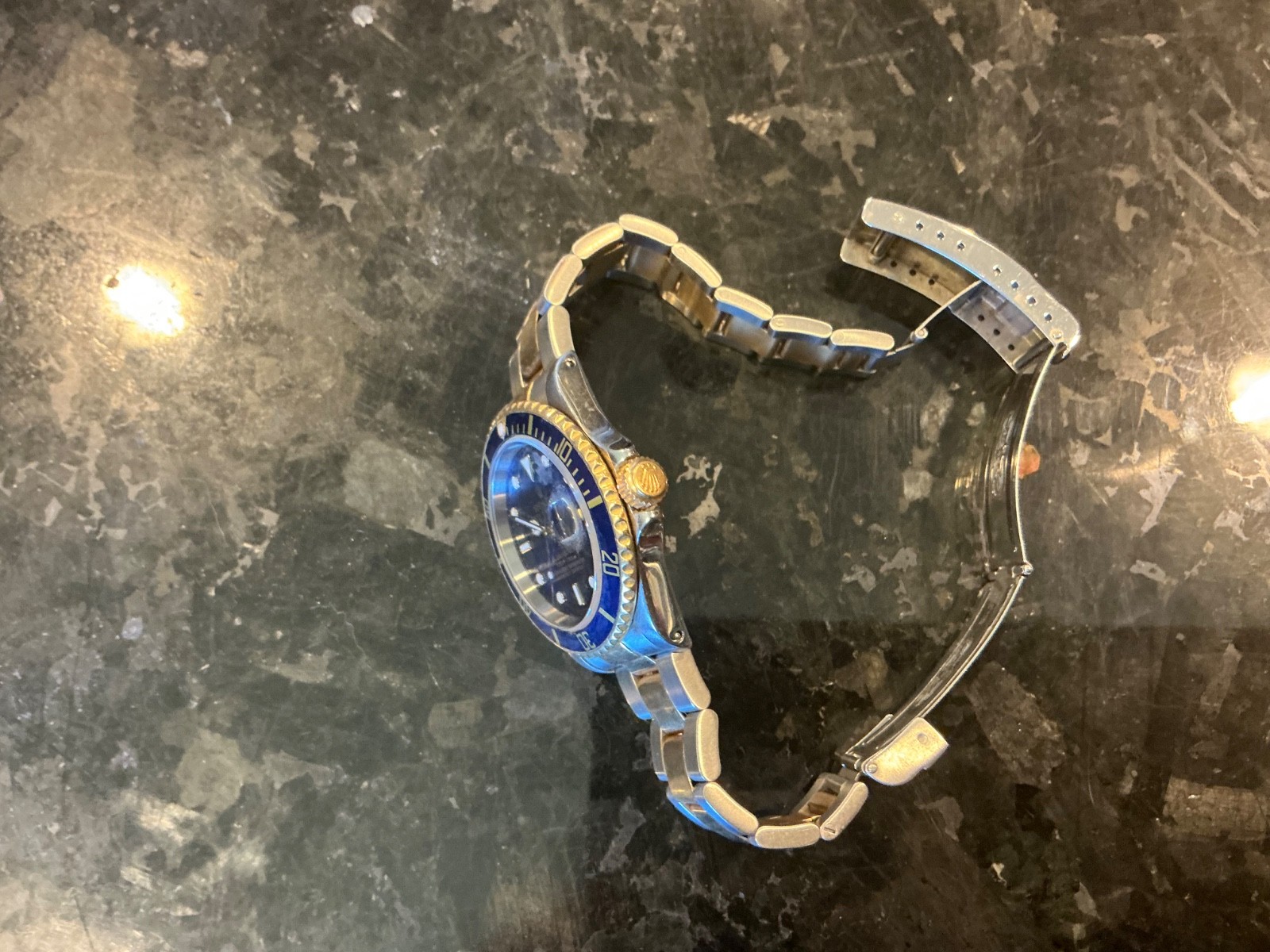 Rolex Submariner 16613 Silver and Gold Oyster Bracelet with Blue Bezel