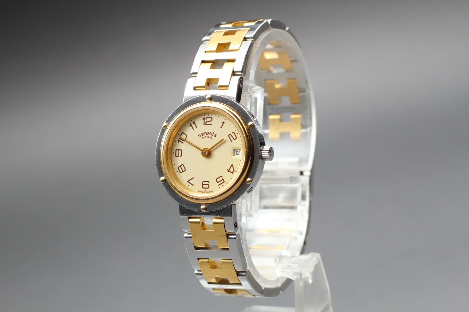 [NEAR MINT] Vintage HERMES Clipper 24mm Swiss made Qz Women’s Watch From JAPAN