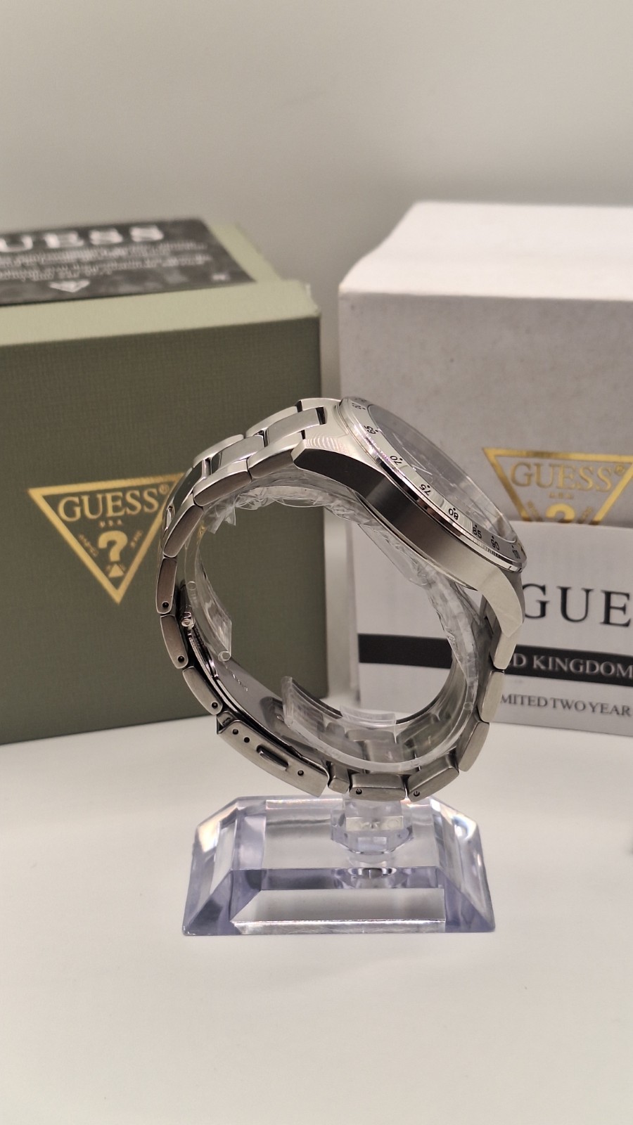 GUESS Altitude Mens Silver Chronograph Watch With Blue Dial – GW0329G1