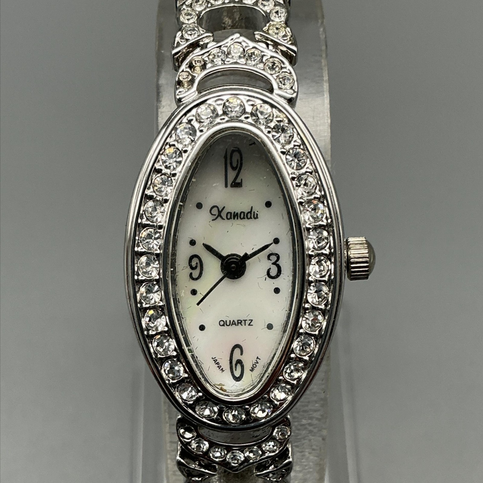 Xanadu Womens Watch 18mm Oval Dial Silver Tone Crystal Dress New Battery 7.25″