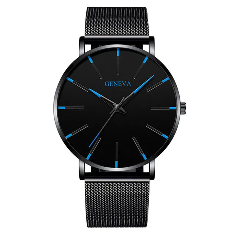 Minimalist Men’s Ultra Thin Quartz Watch with Mesh Strap – Business Style