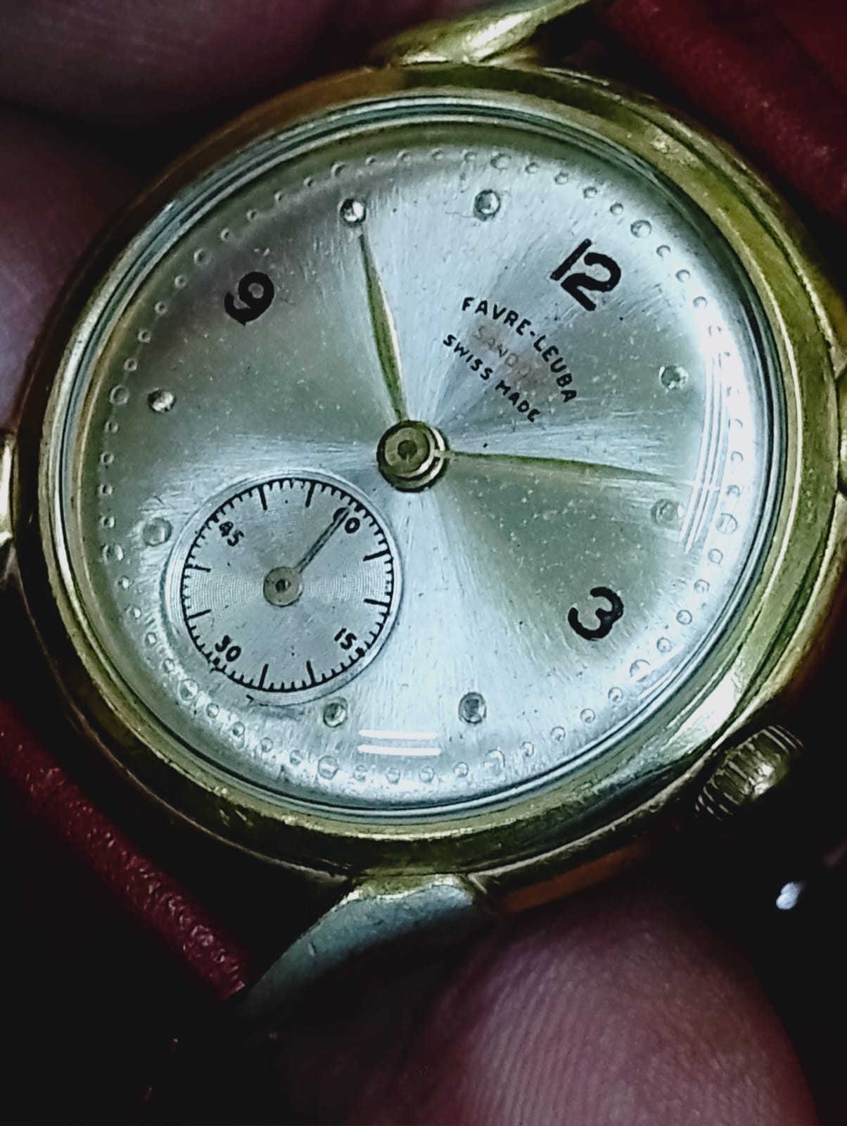 Vintage Favre leuba sandow original rare golden swiss working wrist watch 052