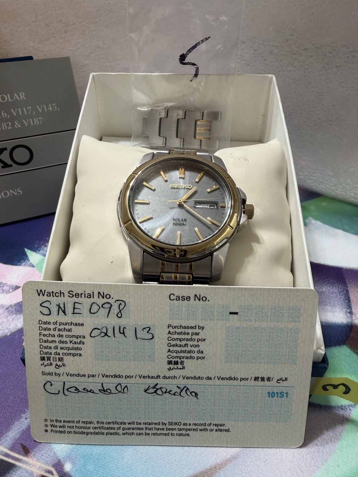 Seiko Men’s Solar Watch 39mm Gray Dial, Two-Tone Daydate, V158-0AD0