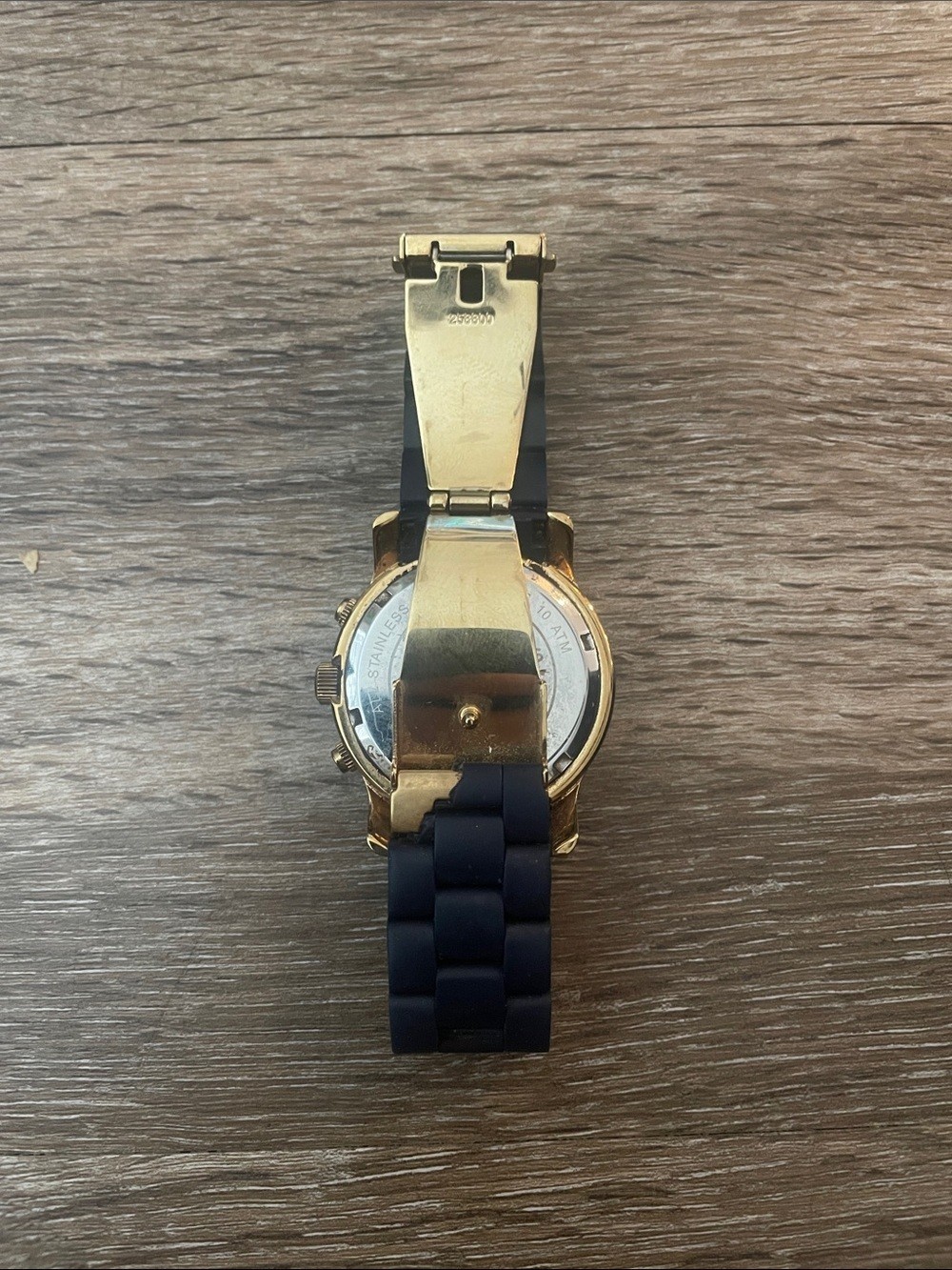 Michael Kors Navy and Gold-Tone Chronograph Watch with Navy Silicone Strap