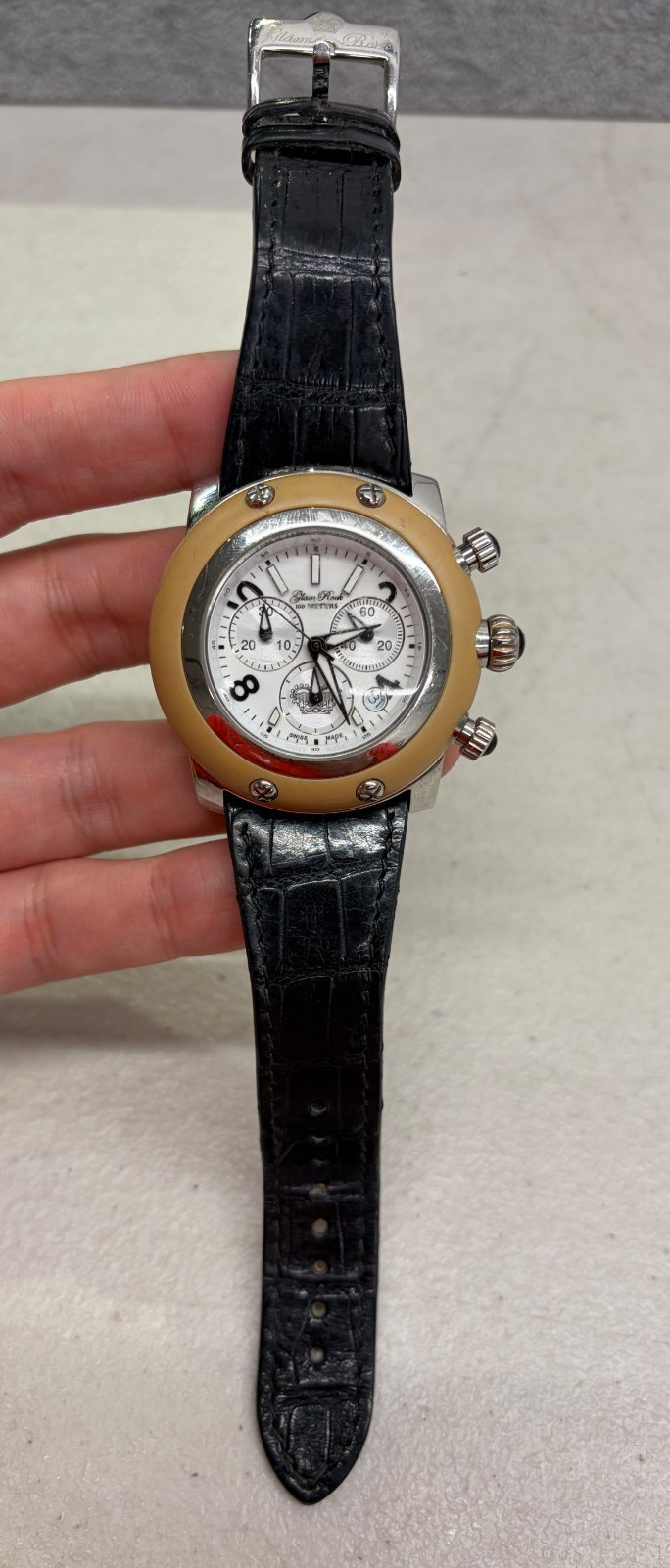 Glam Rock Miami Chronograph Watch – Tan Bezel / White Dial – Used / Fair