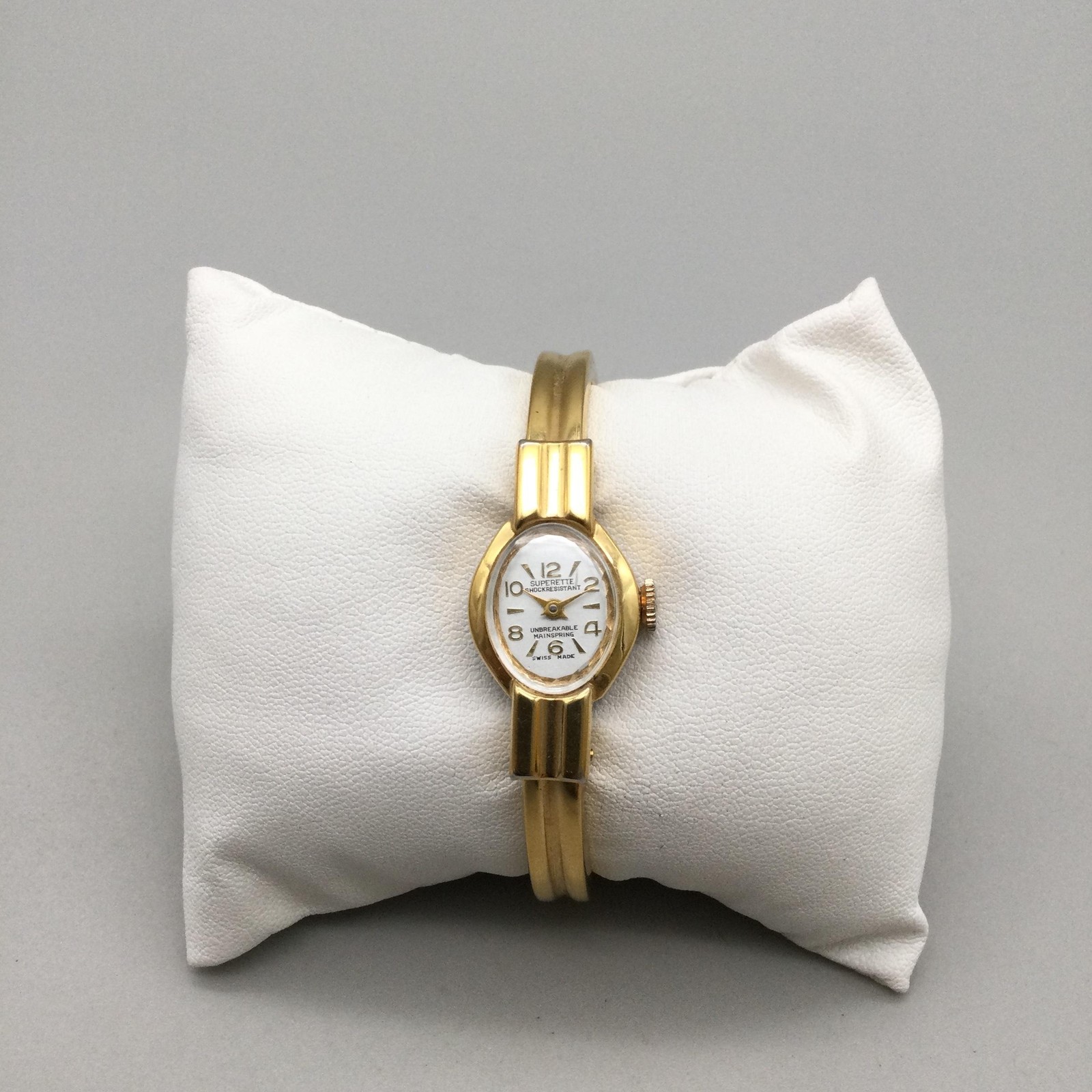 Superette Bangle Bracelet Watch Womens 17mm Gold Tone Swiss Mande Manual Wind