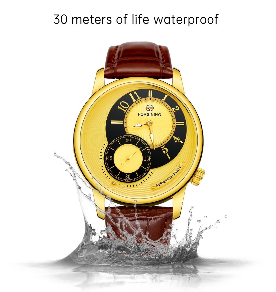 Forsining Mechanical Automatic Luxury Men’s Watch 3ATM Leather Strap