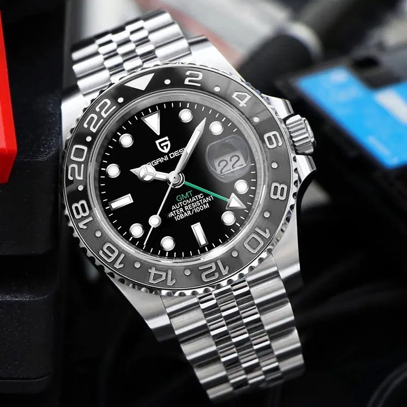 40MM PAGANI DESIGN GMT Automatic Watch Men Luxury Waterproof Stainless Steel NEW
