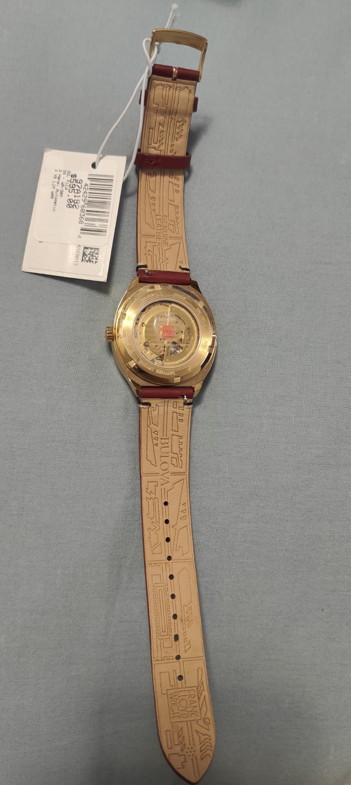 BULOVA 40mm MEN’S PERFORATED PANELS FRANK LLOYD WRIGHT BURGUNDY LEATHER 97A192