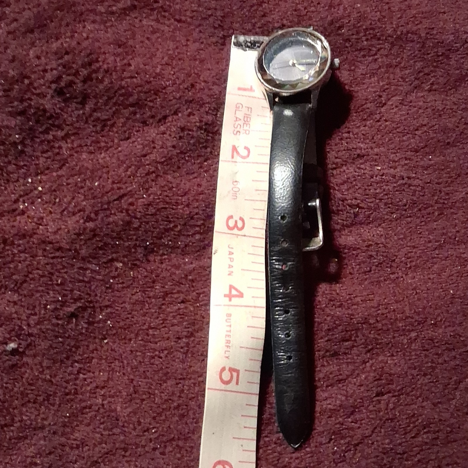 Women’s Analog Dress Wristwatch Black Dial Gold Tone Case Black Leather Band