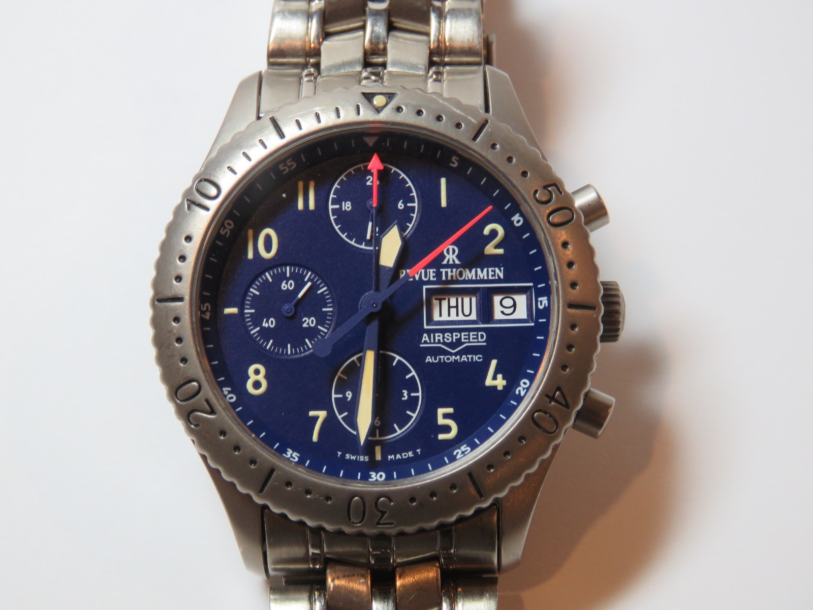 Revue Thommen Airspeed Automatic Chronograph Watch, Lemania 5100, Rare