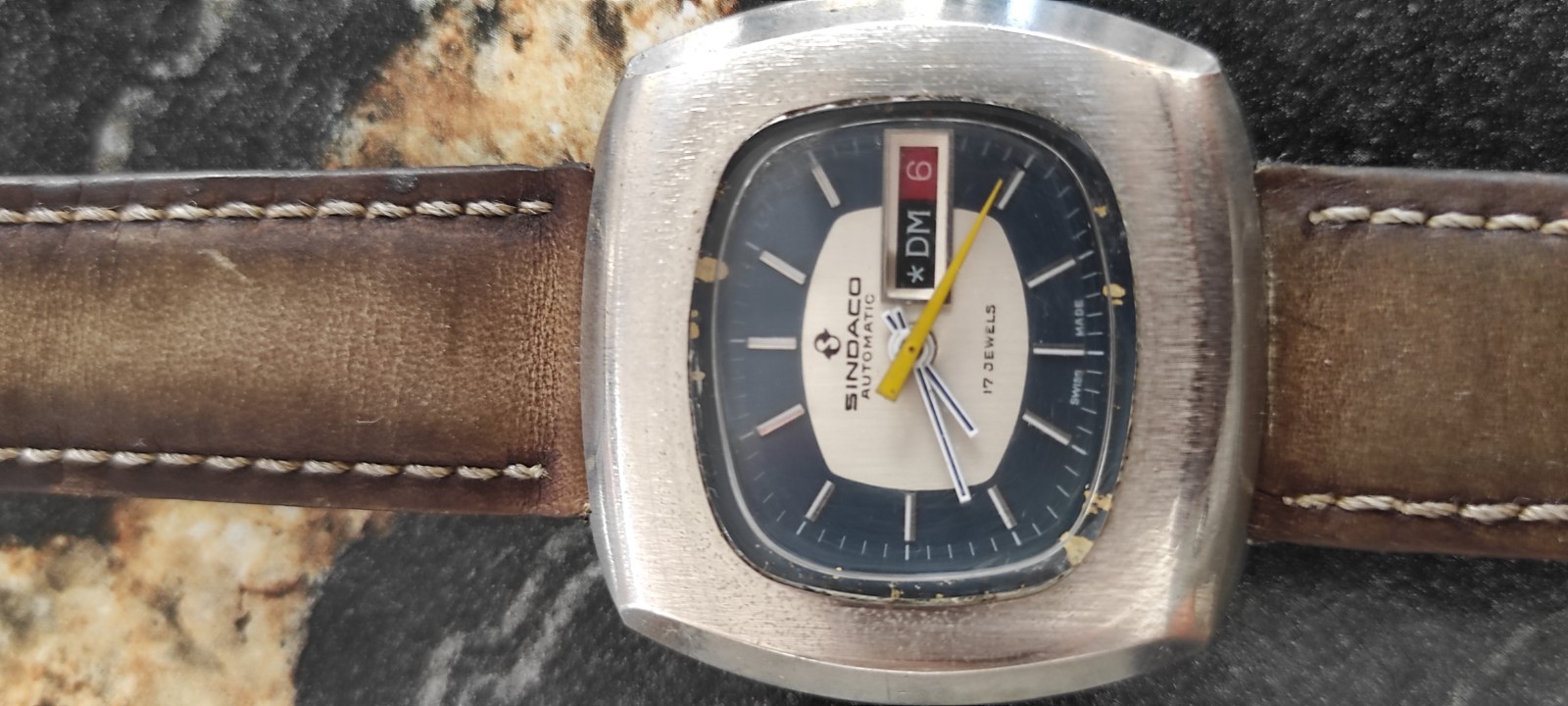 Vintage Sindaco Automatic Ronda-Matic Cal. 1219-21 17 Jewels Swiss Made Day-Date