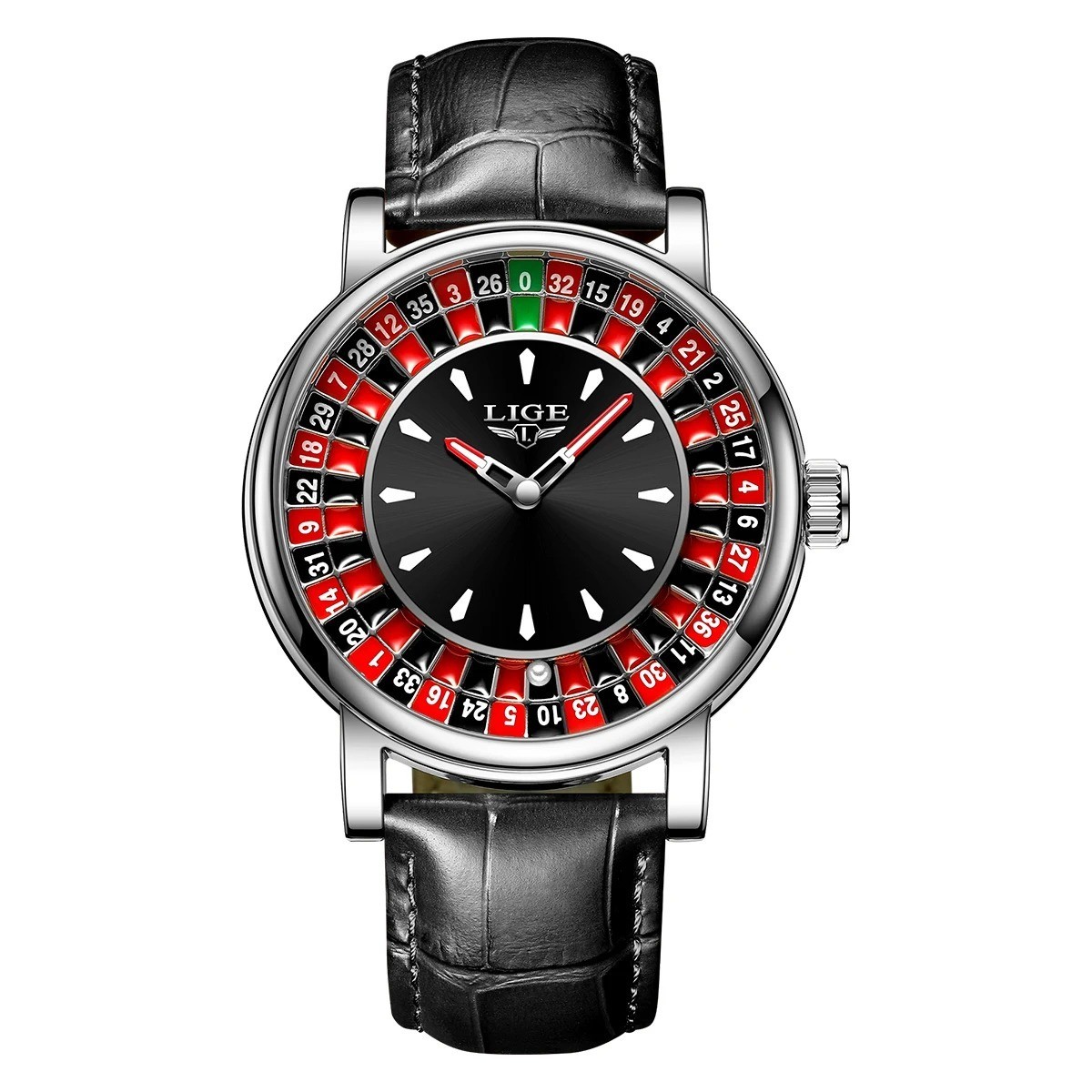 LIGE Fashion Men Watch Rotating Dial Las Vegas Roulette Desktop Theme Watch Men