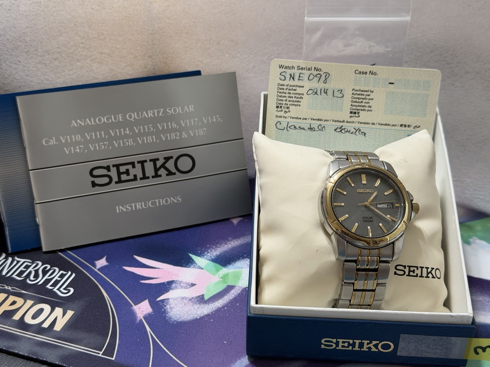 Seiko Men’s Solar Watch 39mm Gray Dial, Two-Tone Daydate, V158-0AD0