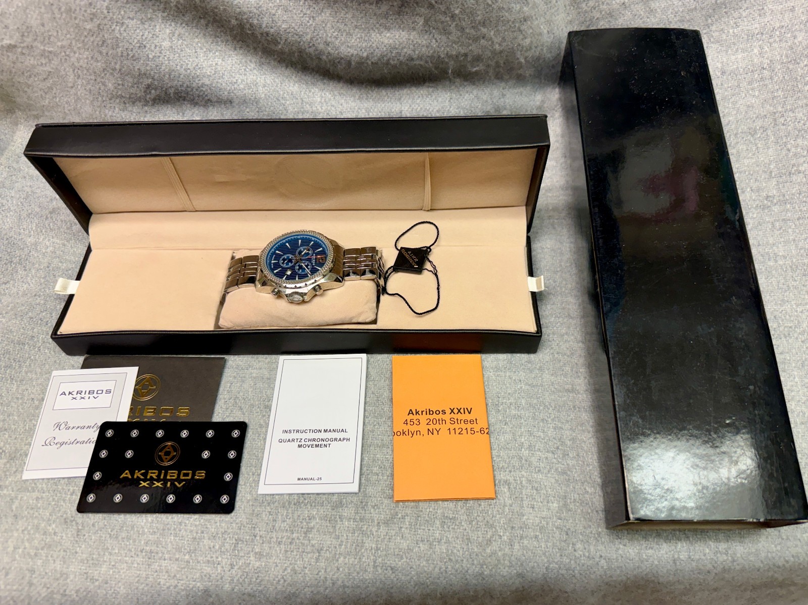 Men’s Akribos XXIV AK662BU Watch Quartz Chronograph Date Bracelet w/ Case
