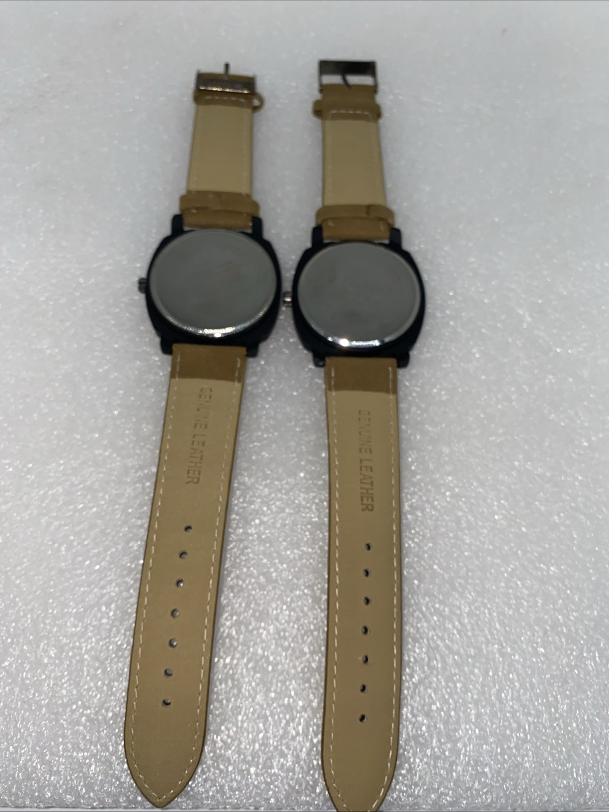 Lot Of 2 CURREN BEIGE LEATHER BLACK CHRONOMETER WATCHES! #M8139