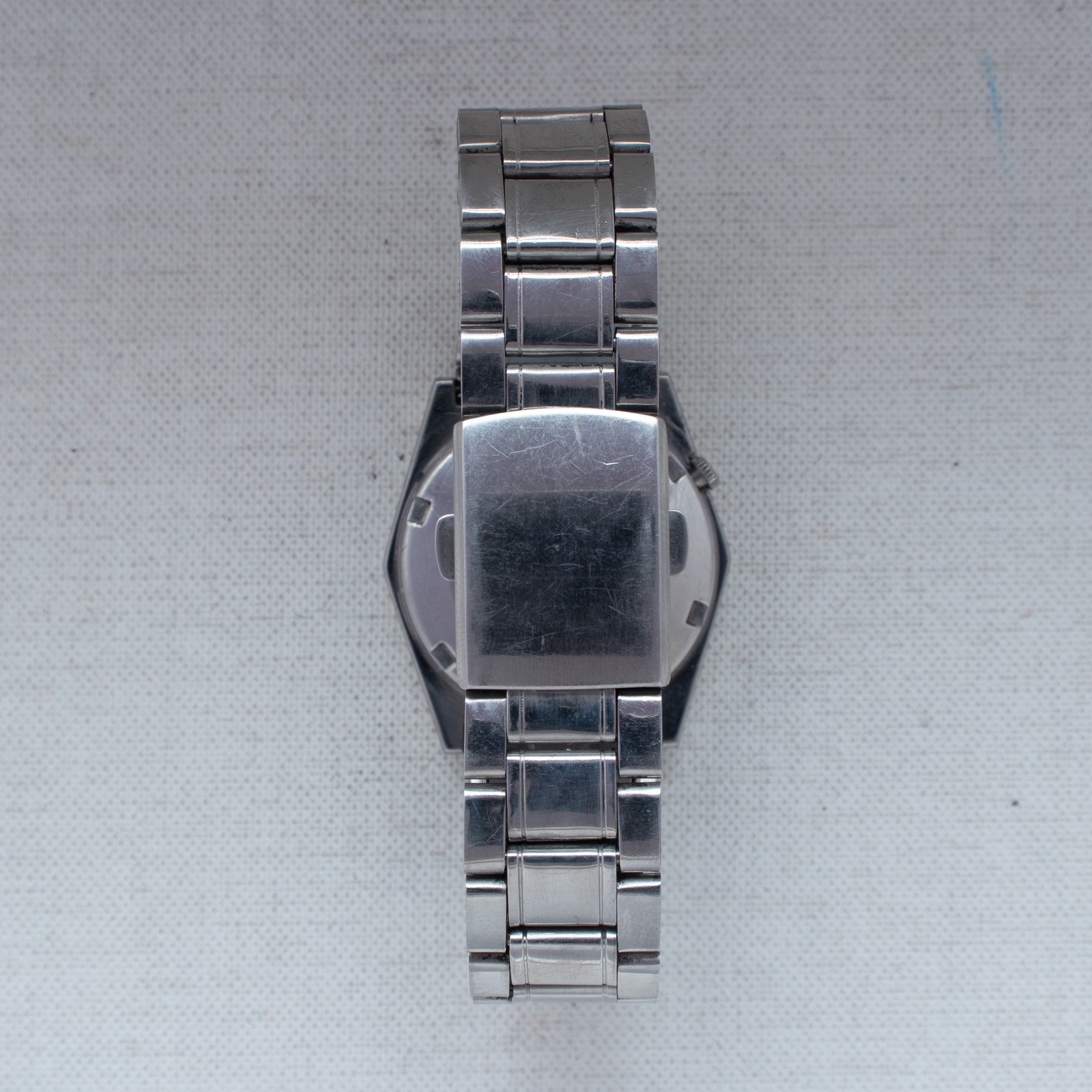 Vintage Seiko 5 Auto 6349-5420 Diagonal Striped Silver Dial Bilingual Day Watch