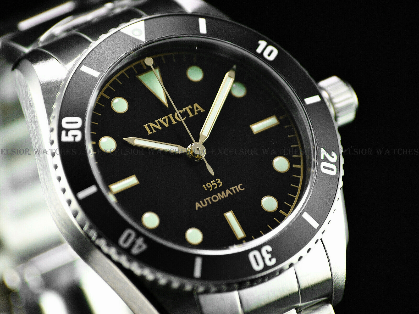 RARE NEW INVICTA 1953 PRO DIVER MEN’S NH35 AUTOMATIC 40MM BLACK DIAL SS WATCH