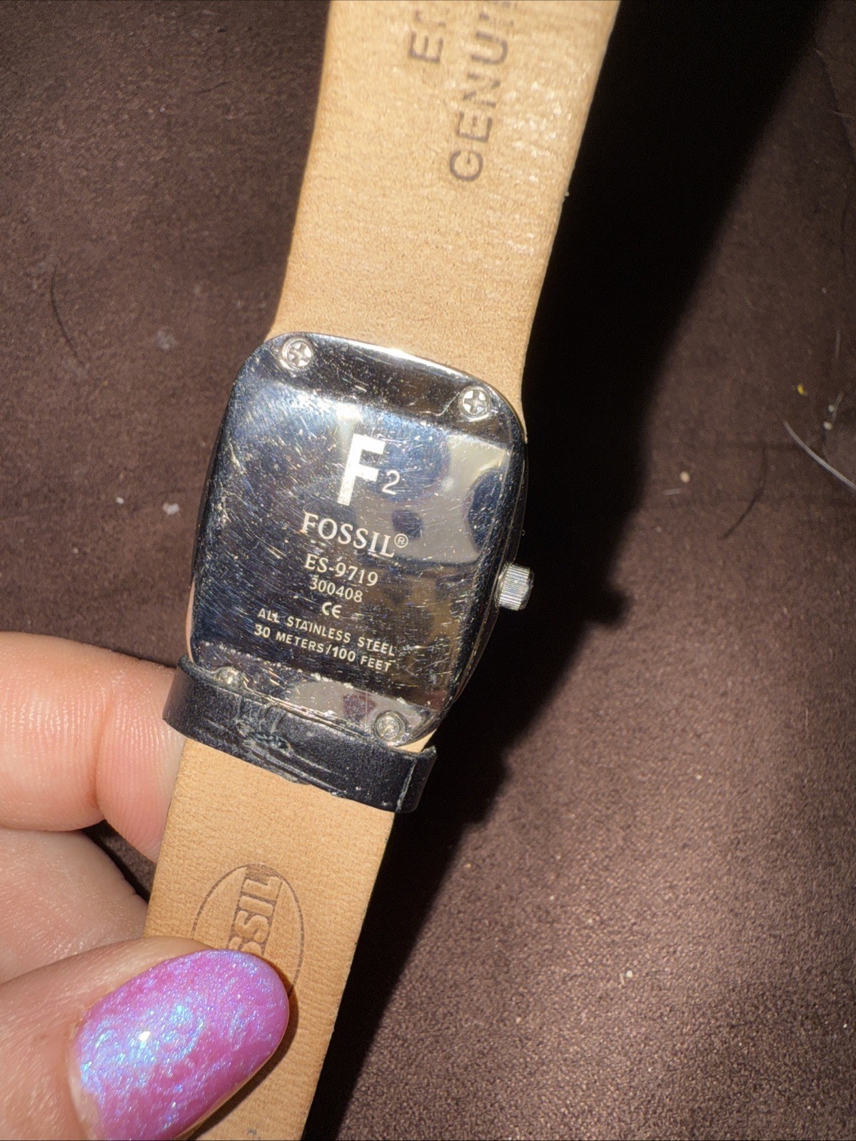 Fossil F2 ES-9719 Genuine Leather Quartz Analog Ladies Watch