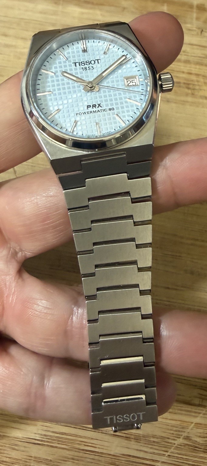 Tissot PRX Powermatic 80 35mm Ice Blue Automatic Waffle Dial Full Set