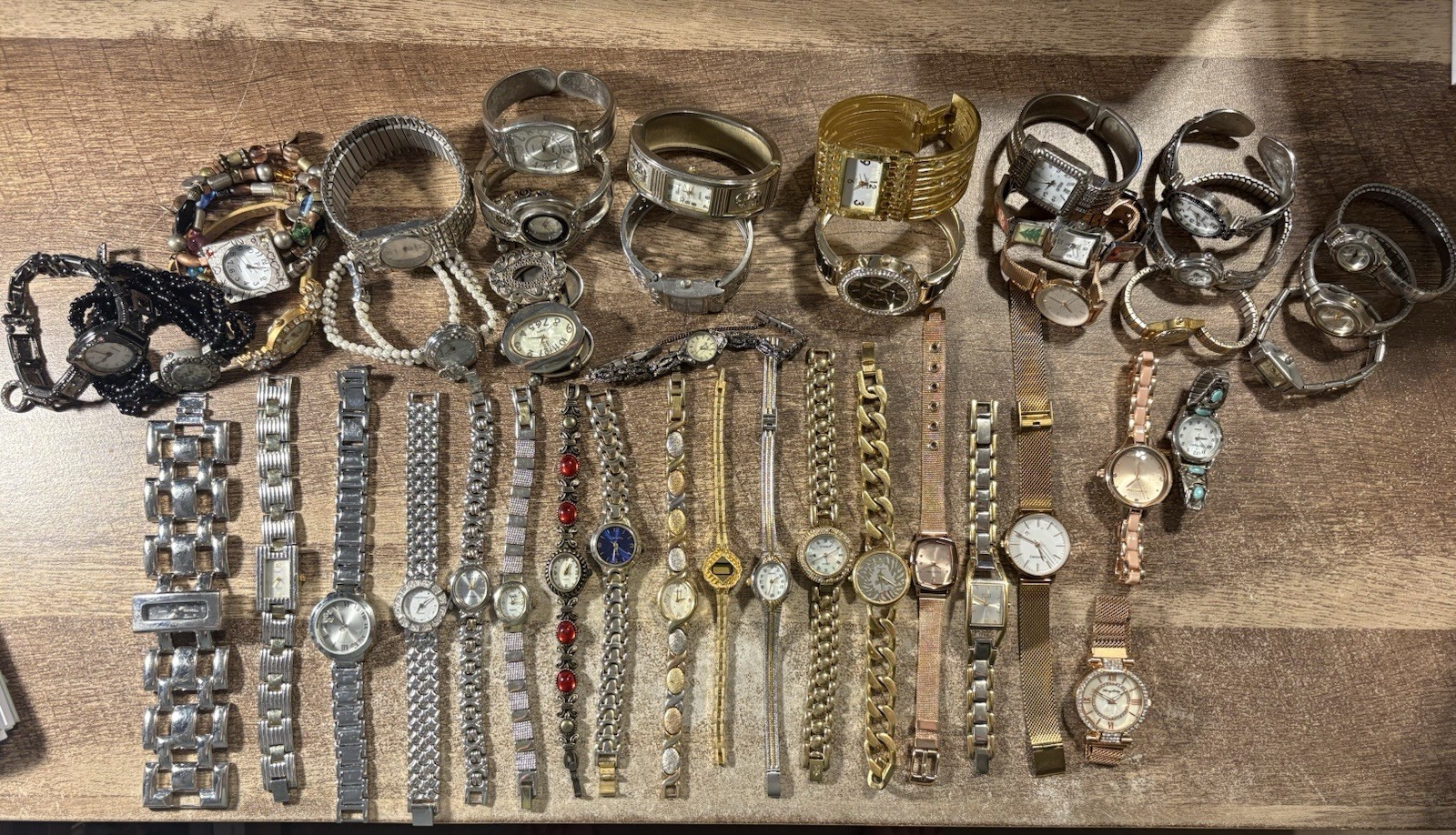Women Watch Lot Of (42) Untested,Silver/Gold Tone,Gemmed,Ladies Quartz Watches