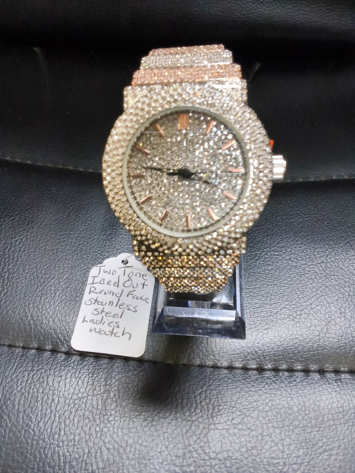 Two Tone Rose Gold Silver Iced Out Crystal Ladies Watch Quartz New 24.99Price: