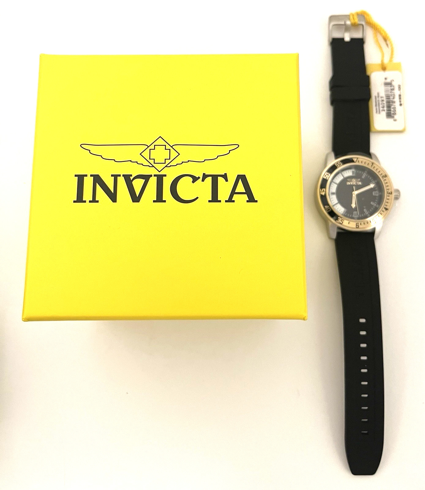 INVICTA MENS SPECIALTY SILVER STAINLESS WATCH WITH BLACK SILICON BAND 34097