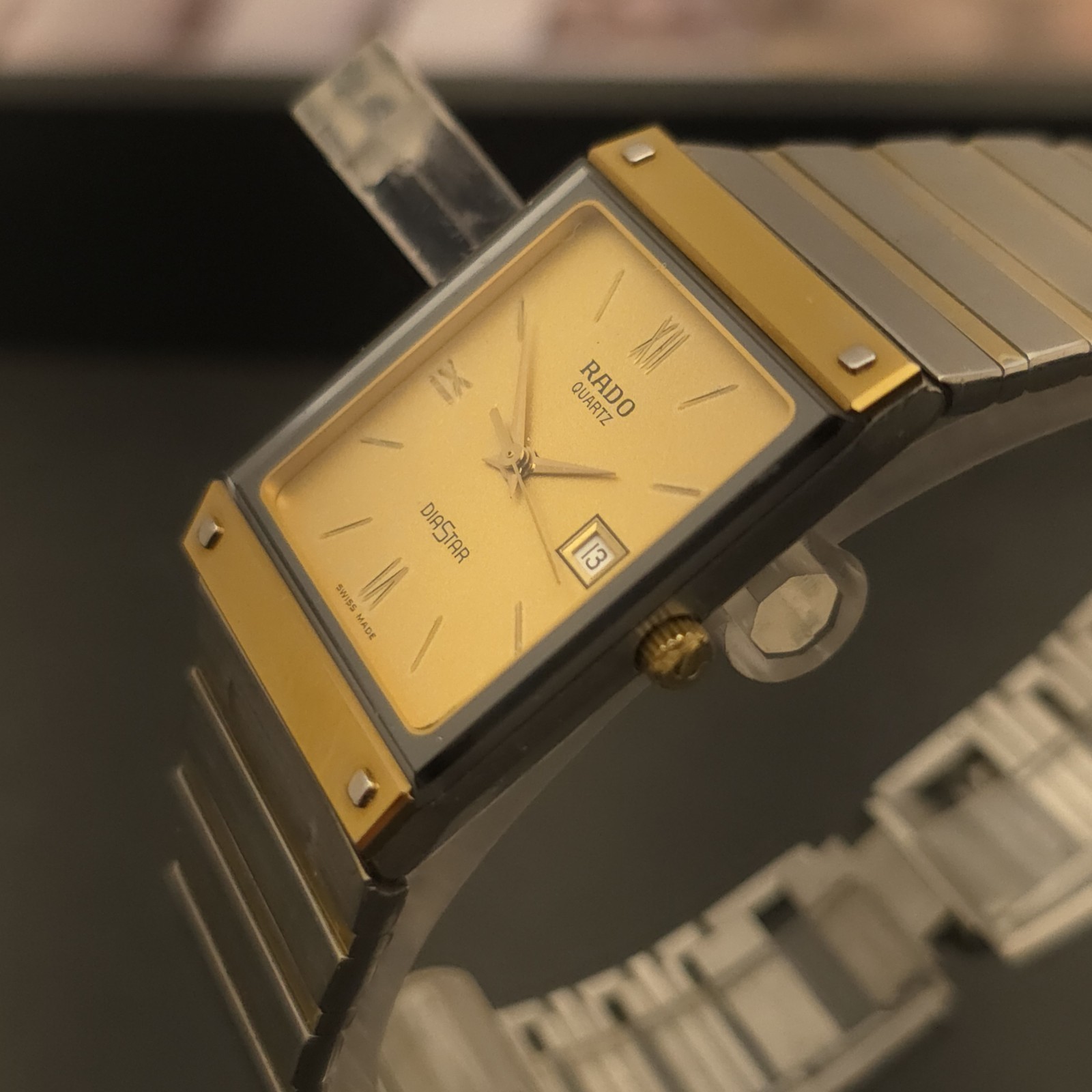 SI2 EXCELLENT RADO CLASSIC GOLD & STEEL MENS DIASTAR THIN DRESS WATCH RUNS GREAT