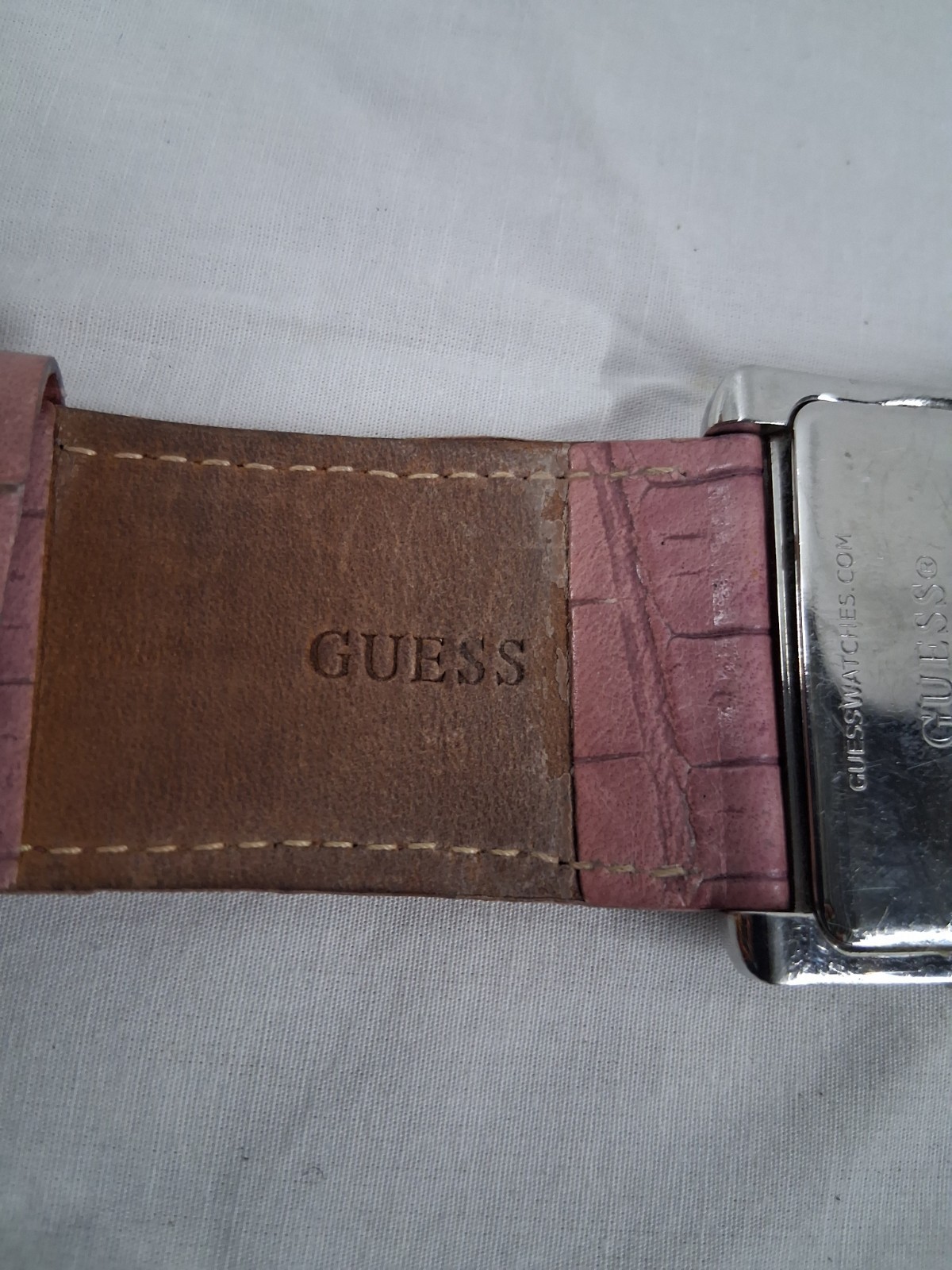 Guess Womens Watch Pink Leather Band G85804L