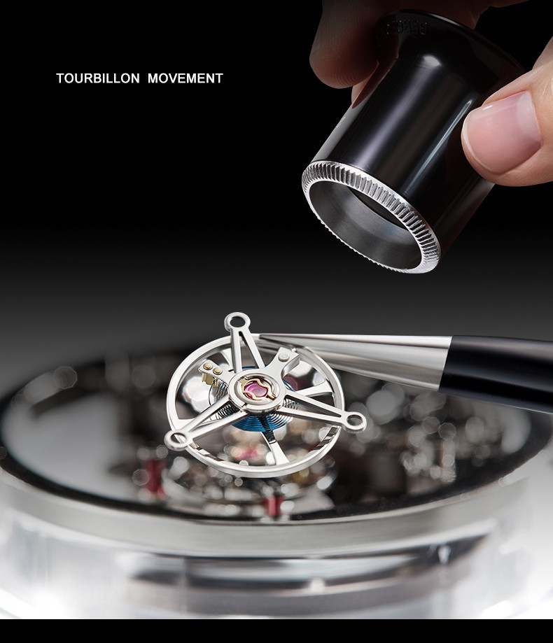 BONEST GATTI Men Tourbillon Watch Tonneau Automatic Mechanical Acrylic Case