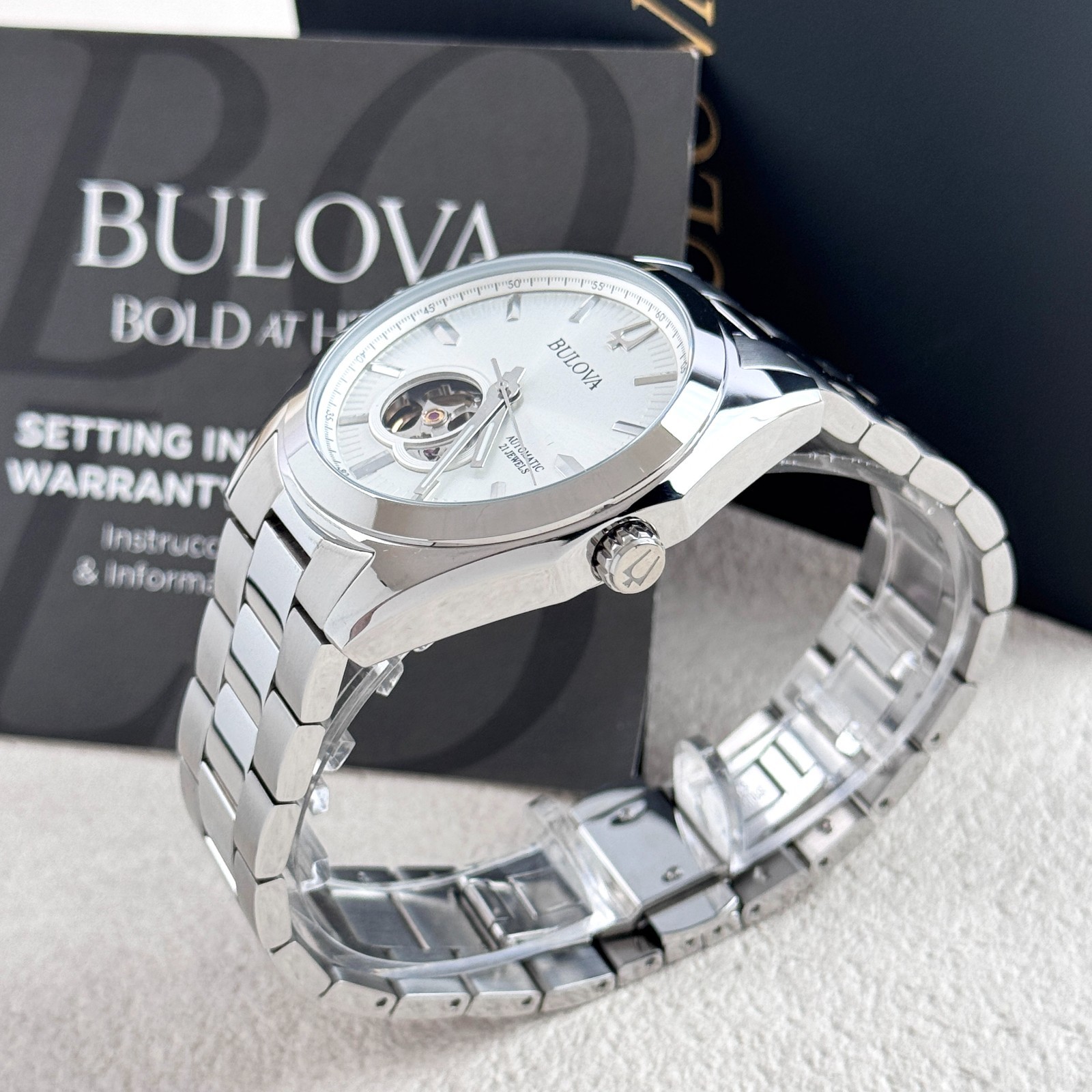 Bulova Surveyor Automatic Silver Dial Stainless Steel Men’s Watch 96A274