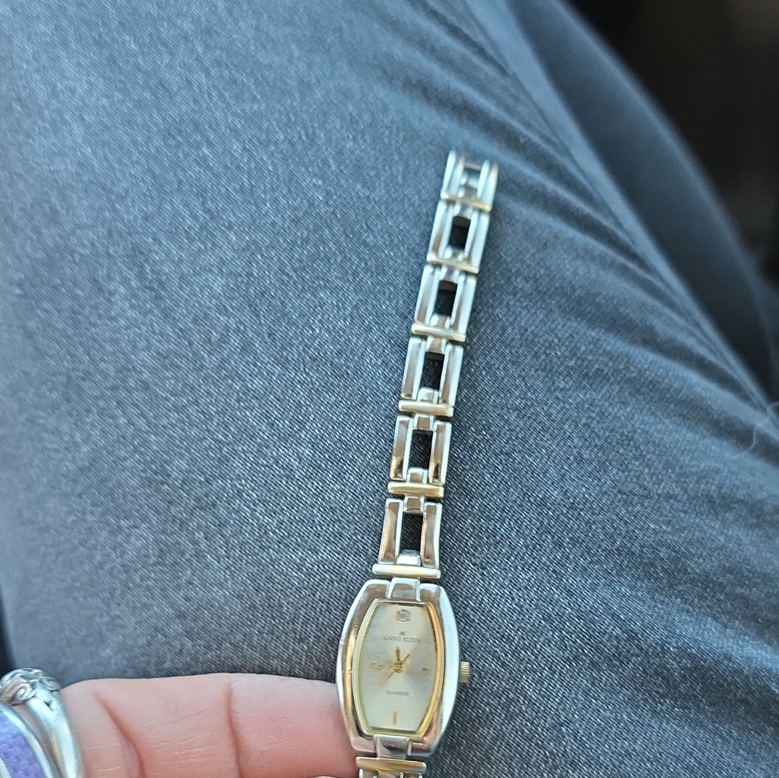 Anne Klein Diamond Women’s Quartz Analog Two-Tone Case Silver Bracelet